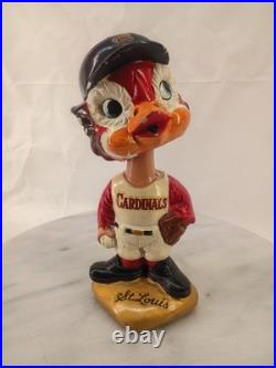 Vintage 1967 St Louis Cardinals Fred Bird Bobblehead Paper Mache Paint Chips