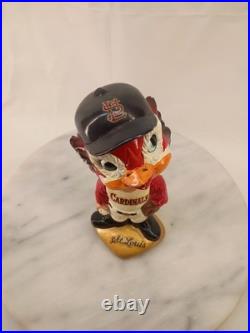 Vintage 1967 St Louis Cardinals Fred Bird Bobblehead Paper Mache Paint Chips