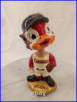 Vintage 1967 St Louis Cardinals Fred Bird Bobblehead Paper Mache Paint Chips
