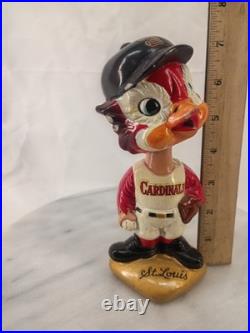 Vintage 1967 St Louis Cardinals Fred Bird Bobblehead Paper Mache Paint Chips