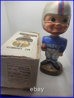 Vintage 1968 Houston Oilers Bobblehead Gold Base Nodder with box original