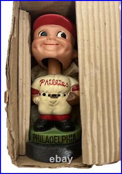 Vintage 1968 Phila Phillies Nodder Bobblehead from Japan- Lime Base In Box RARE