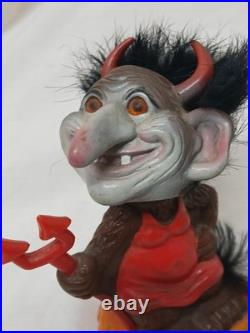 Vintage 1970s Russ Berrie & Co Devil Troll Bobble Head Nodder Factory Error RARE