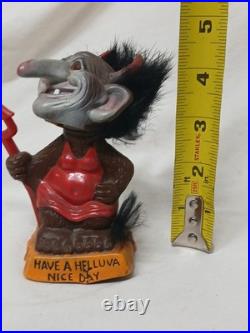 Vintage 1970s Russ Berrie & Co Devil Troll Bobble Head Nodder Factory Error RARE