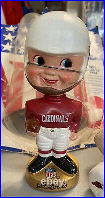 Vintage 1970s St Louis Cardinals NFL BobbleHead Set, Football, Mini Helmet, Pennant
