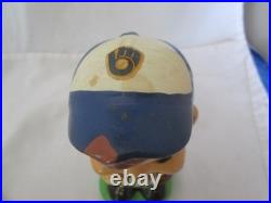 Vintage 1980s Milwaukee Brewers Nodder Bobblehead Striped Uniform Rare Pose