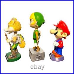 Vintage 2002 Nintendo GameCube Bobblehead Lot (3) Mario Zelda Wind Waker StarFox