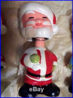 Vintage 3 Santa's Bobble headsNoddersPaper MacheJapan5.5 tallGreat