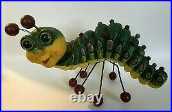 Vintage 60's Hand Painted Resin Anthropomorphic Caterpillar Sculpture Bobblehead