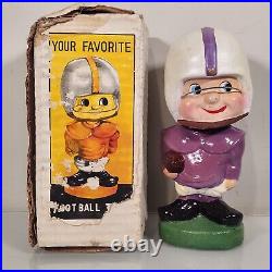 Vintage 60s Your Favorite Football Japan Nodder Bobblehead Purple White BAD BOX