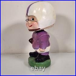 Vintage 60s Your Favorite Football Japan Nodder Bobblehead Purple White BAD BOX