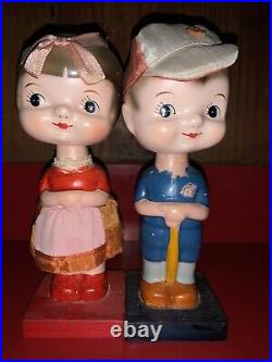 Vintage 8 Pair Of Bobbleheads Boy And Girl
