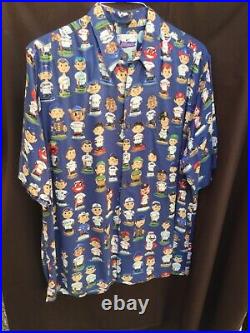 Vintage 90s Reyn Spooner Hawaiian Shirt MLB Bobble Heads Large 100% Spun Rayon