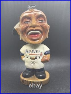 Vintage Atlanta Braves Round Gold Base Bobble Head Nodder 1967 ATLANTA