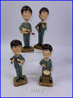 Vintage BEATLES 1964 CAR MASCOTS BOBBLE HEAD 8 INCH NODDERS Complete Set