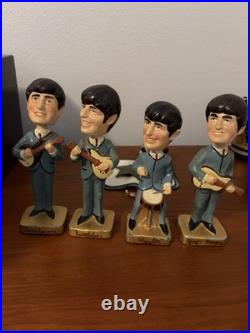Vintage BEATLES 1964 CAR MASCOTS BOBBLE HEAD 8 INCH NODDERS Complete Set