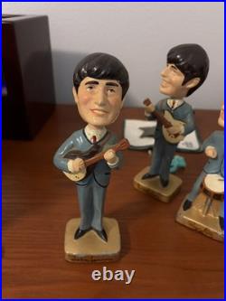 Vintage BEATLES 1964 CAR MASCOTS BOBBLE HEAD 8 INCH NODDERS Complete Set