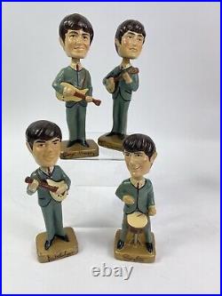 Vintage BEATLES 1964 CAR MASCOTS BOBBLE HEAD 8 INCH NODDERS Complete Set