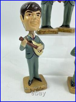 Vintage BEATLES 1964 CAR MASCOTS BOBBLE HEAD 8 INCH NODDERS Complete Set