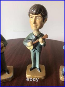 Vintage BEATLES 1964 CAR MASCOTS BOBBLE HEAD 8 INCH NODDERS Complete Set