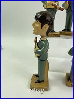 Vintage BEATLES 1964 CAR MASCOTS BOBBLE HEAD 8 INCH NODDERS Complete Set