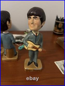 Vintage BEATLES 1964 CAR MASCOTS BOBBLE HEAD 8 INCH NODDERS Complete Set