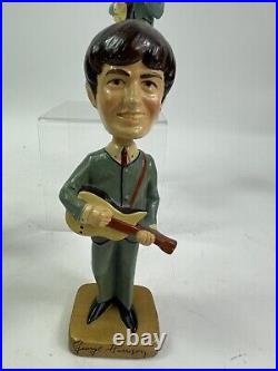 Vintage BEATLES 1964 CAR MASCOTS BOBBLE HEAD 8 INCH NODDERS Complete Set