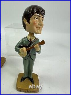 Vintage BEATLES 1964 CAR MASCOTS BOBBLE HEAD 8 INCH NODDERS Complete Set