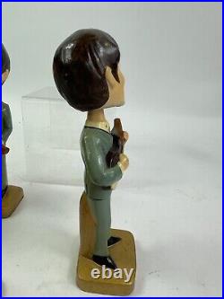 Vintage BEATLES 1964 CAR MASCOTS BOBBLE HEAD 8 INCH NODDERS Complete Set