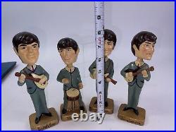 Vintage BEATLES 1964 CAR MASCOTS BOBBLE HEAD 8 INCH NODDERS Complete Set