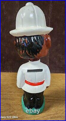 Vintage Bahamian Policeman Chalkware Cermaic Pottery Bobblehead 1960s Bank 8.5