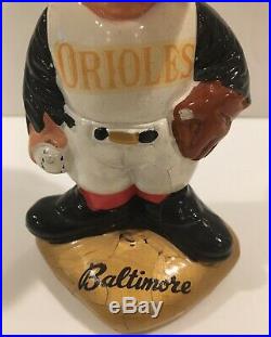 Vintage Baltimore Oriole Mascot Head MLB Gold Base Bobblehead Nodder 1960's