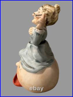 Vintage Bisque Porcelain Granny Nodder Bobblehead Ashtray