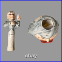 Vintage Bisque Porcelain Granny Nodder Bobblehead Ashtray