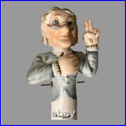 Vintage Bisque Porcelain Granny Nodder Bobblehead Ashtray