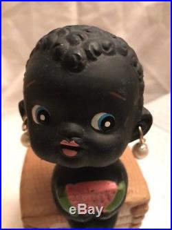 Vintage Black Americana Bobble Head Bank Black Americana Nodder Japan Watermelon