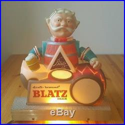 Vintage Blatz Beer Barrel Man Bobble Head Lighted Sign Nds Re-Glued