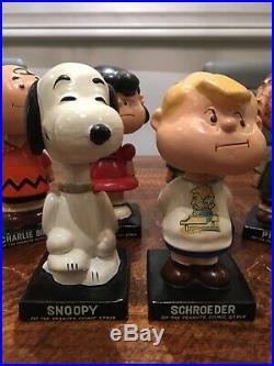Vintage Bobble Head Complete Set of 6 Peanuts Gang Nodder Snoopy Bobblehead