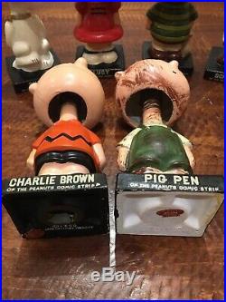 Vintage Bobble Head Complete Set of 6 Peanuts Gang Nodder Snoopy Bobblehead