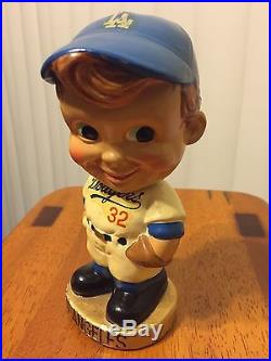 Vintage Bobblehead Los Angeles Dodgers Swirl Cap withBall Gold Base with 2 tickets