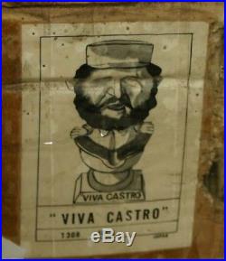 Vintage Bobblehead Nodder Viva Castro In Litho Box