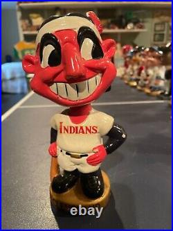 Vintage CHIEF WAHOO Cleveland Indians 1960's Nodder Bobblehead with Gold Base