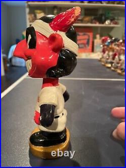 Vintage CHIEF WAHOO Cleveland Indians 1960's Nodder Bobblehead with Gold Base