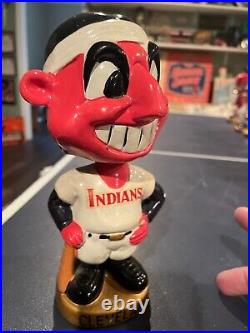 Vintage CHIEF WAHOO Cleveland Indians 1960's Nodder Bobblehead with Gold Base