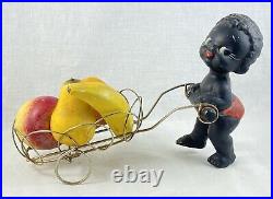 Vintage Ceramic Barsony Black Boy With Fruit Basket Like Bobble Head Money Boxes