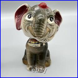 Vintage Ceramic Elephant Bobbleheads set of 2, UNIQUE Collectible, Circus, Dumbo