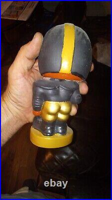 Vintage Ceramic Football Bobblehead Toes Up Pittsburgh Steelers Black Face