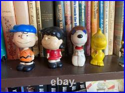 Vintage Charlie Brown Bobble Heads with Lucy, Snoopy, Woodstock