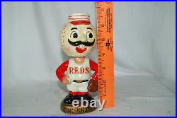 Vintage Cincinnati Reds Mascot Baseball Mr Red Pitcher Bobblehead Nodder 1960's