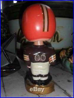 Vintage Cleveland Browns Bobble Head Doll, Gold Base with Sticker 1960's
